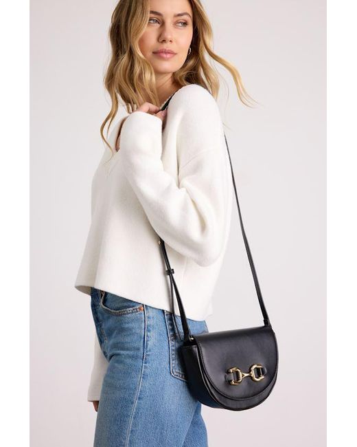 Lulus White Cassia Horsebit Crossbody Bag