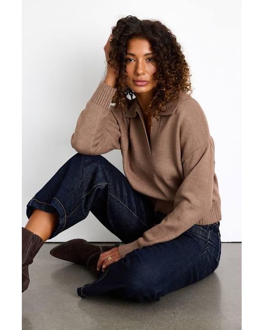 Lulus Blue Cozy Forecast Collared Pullover Sweater