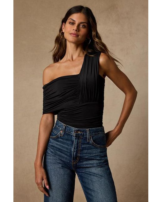 Lulus Blue Rainey Jersey Knit Asymmetrical Bodysuit