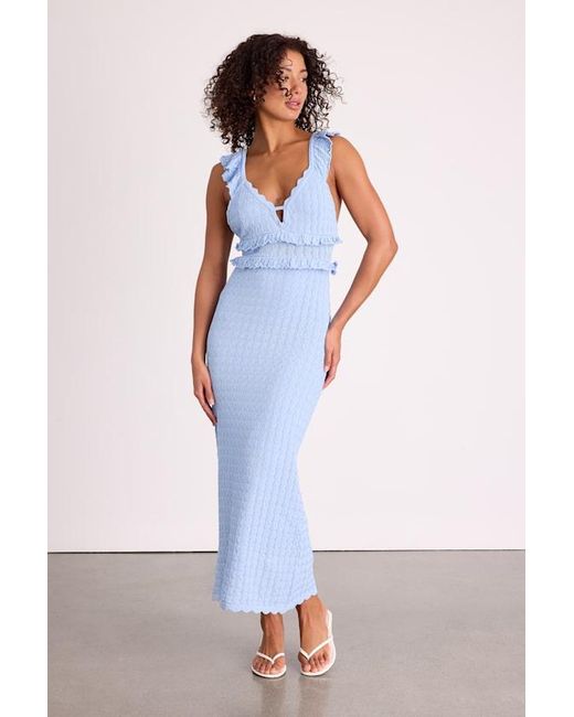 Lulus White Faylis Crochet Ruffled Lace-Up Midi Dress