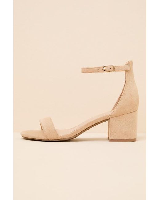 Lulus Harper Natural Suede Ankle Strap Heels