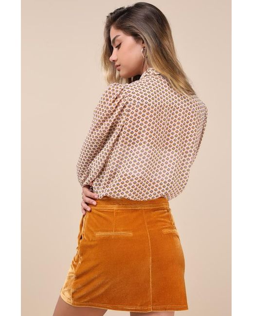 Lulus Brown Splendid Mood Velvet High-Rise Mini Skirt
