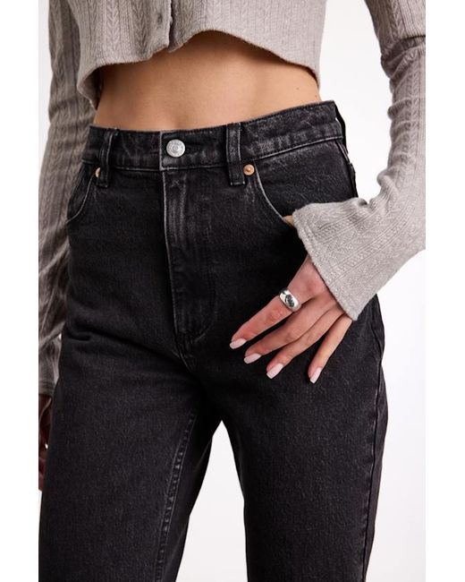 Rolla's Black Loulou Washed High-Rise Straight Leg Jeans
