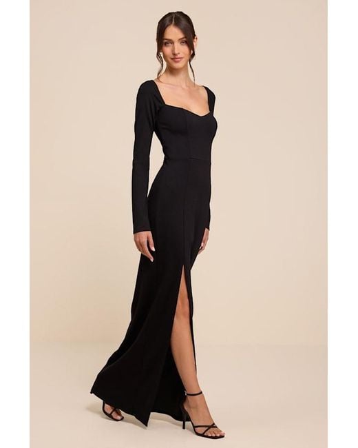 Lulus Black Annabelle Long Sleeve Maxi Dress