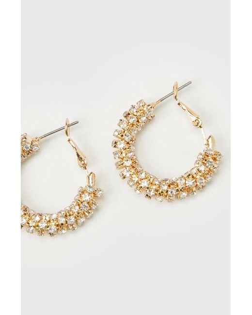 Lulus Metallic Sophisticated Glow Rhinestone Hoop Earrings