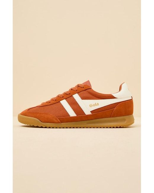 Gola Orange Tornado Moody Color Block Suede Leather Sneakers