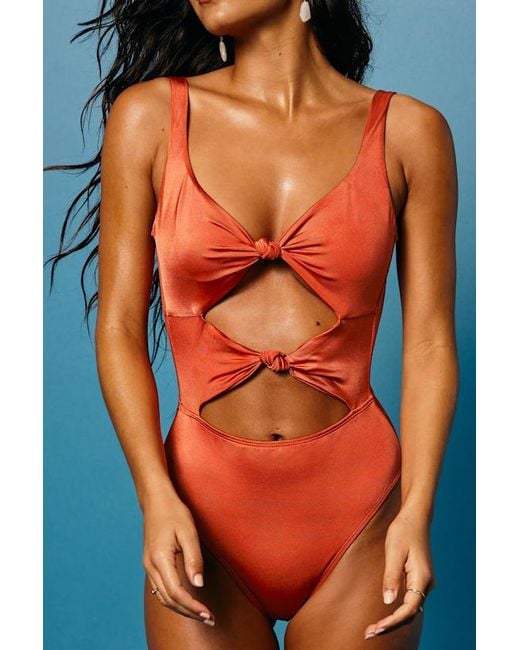 Lulus Orange Bolonia Rust Cutout One-Piece Swimsuit