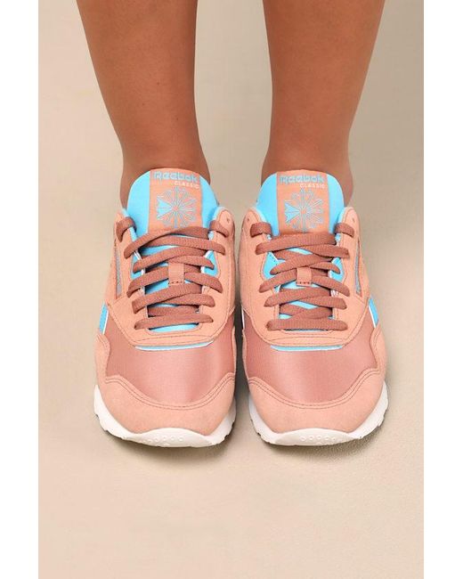 Reebok Pink Classic Nylon Clay And Suede Leather Sneakers