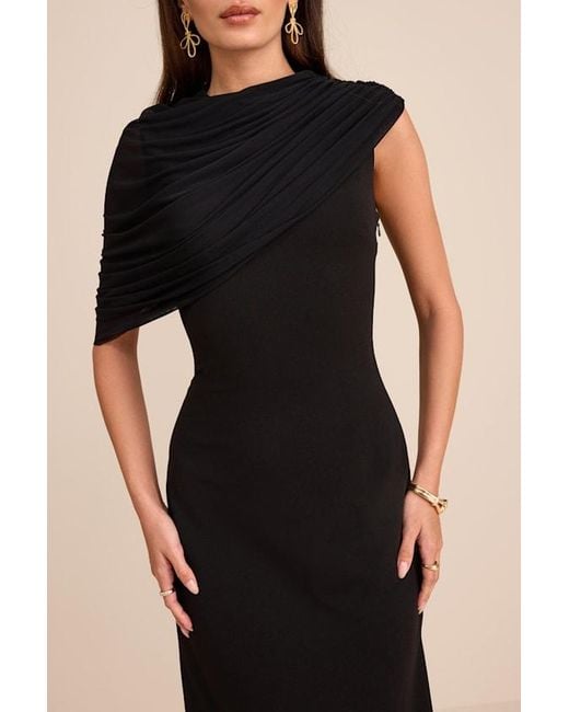 Lulus Black Sutton Asymmetrical Column Maxi Dress