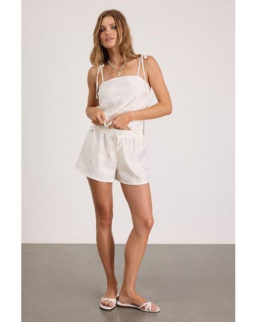 Lulus White Misa Embroidered Drawstring Shorts
