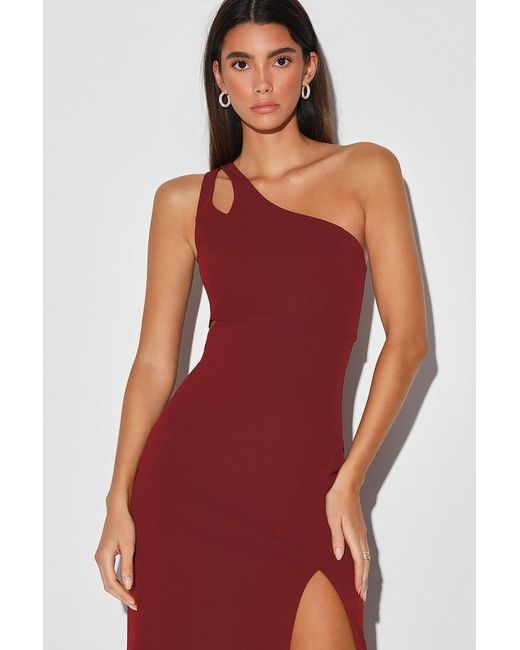 Lulus Red Simply Beautiful One-Shoulder Cutout Maxi Dress