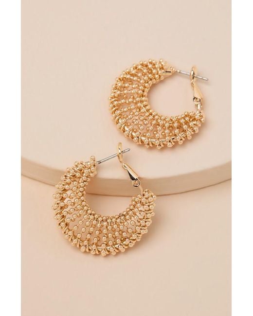 Lulus Natural Opulent Beaded Hoop Earrings