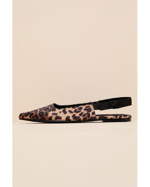 Lulus Natural Brianna Leopard Pointed-Toe Slingback Flats