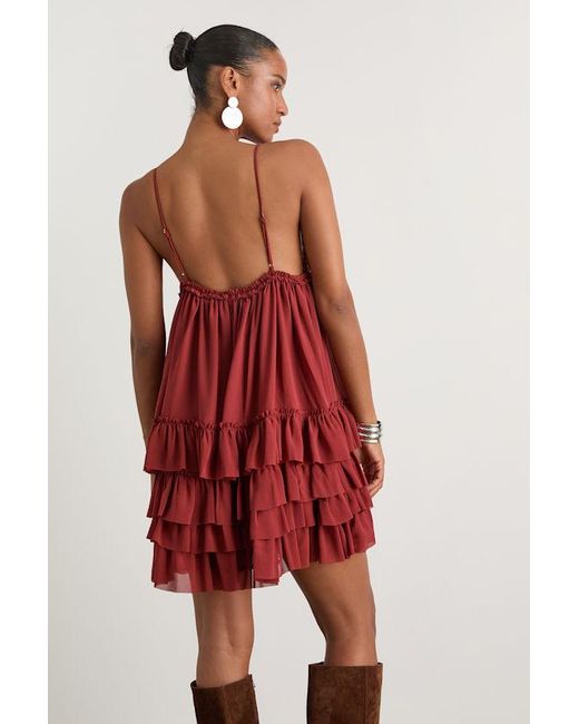 Lulus Asuka Rust Ruffled Tiered Mini Dress