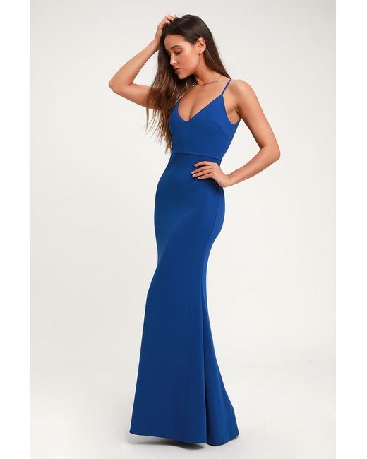 Lulus Blue Infinite Glory Royal Maxi Dress