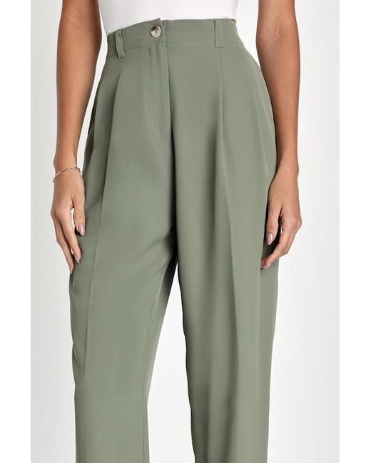 Lulus Green Sophisticated Company Straight Leg Trouser Pants