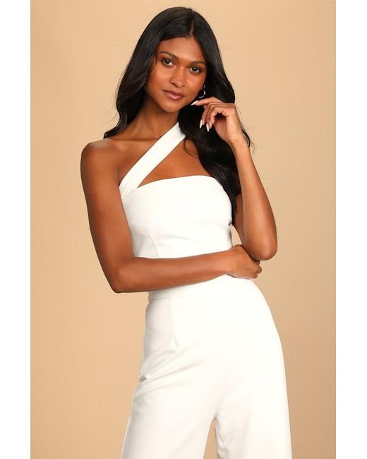 Lulus Natural Flaunt It Like That One-Shoulder Two-Piece Jumpsuit