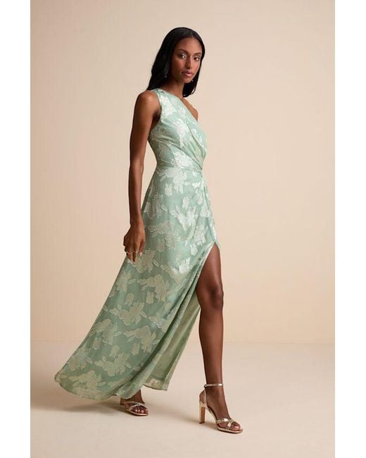 chelsea28 flutter sleeve asymmetric hem dress Adrianna Papell One-shoulder Jacquard Gown main image 0