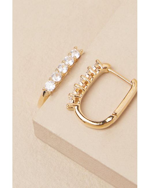 Lulus Natural Vasha Rhinestone Huggie Hoop Earrings