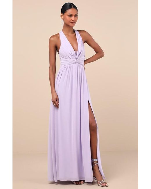 Lulus Purple Marilina Pleated Twist-Front Maxi Dress