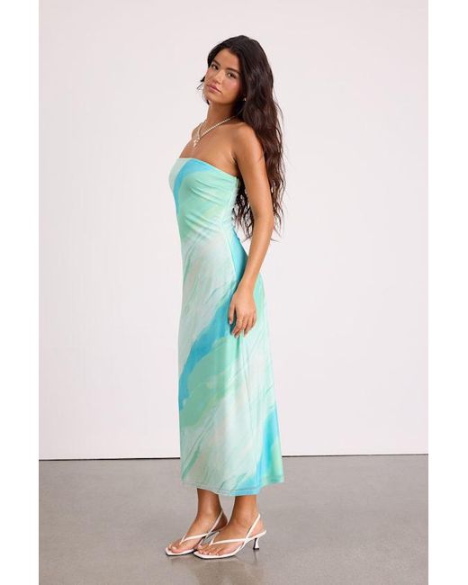 Lulus Green Jaylah Mint Multi Mesh Strapless Midi Dress
