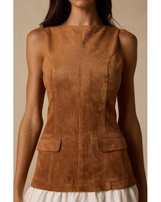 Lulus Brown Rana Suede Drop Waist Mini Dress