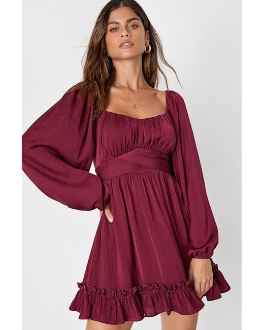 lulus burgundy skater dress Lulus Burgundy Skater Fit and Flare Dress