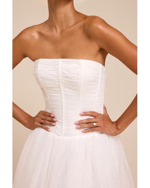 Lulus Natural Dulce Tulle Bustier Wedding Dress