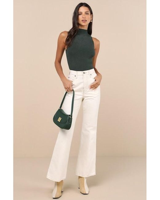 Lulus Green Seasonal Sophistication Ribbed Mock Neck Sweater Tank Top