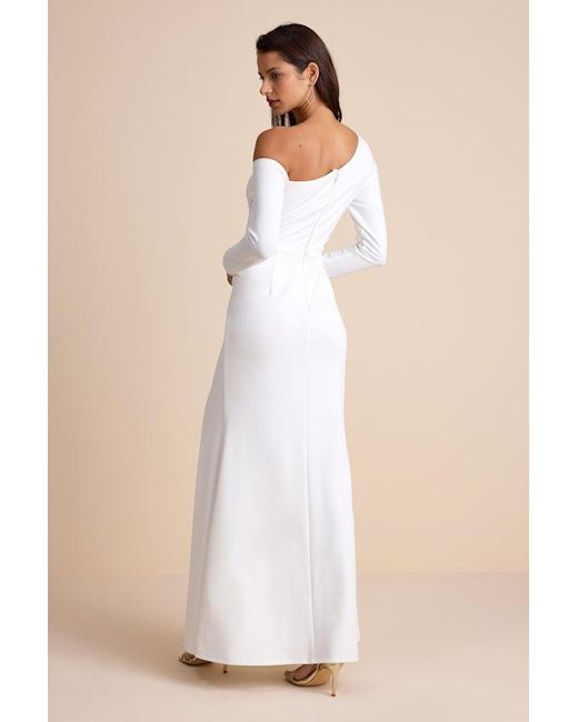 Lulus Natural Elegant Sensation Asymmetrical Pleated Maxi Dress