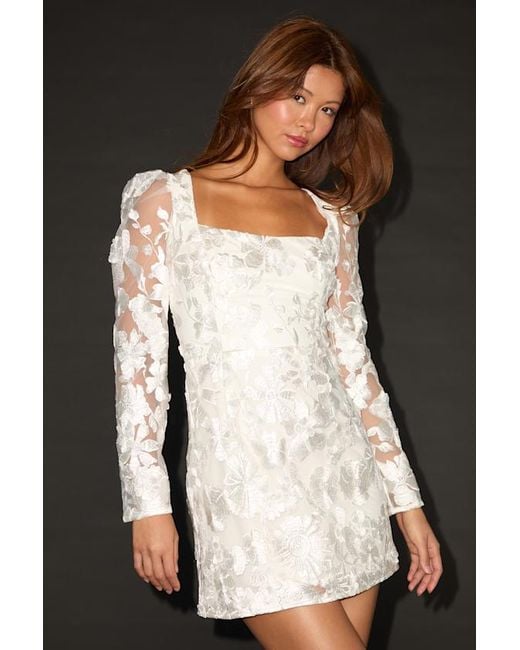 Lulus Black Masterfully Eloquent 3D Floral Mini Dress