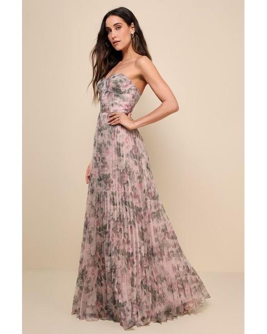 Lulus Natural Most Beautiful Day Multi Floral Print Organza Maxi Dress