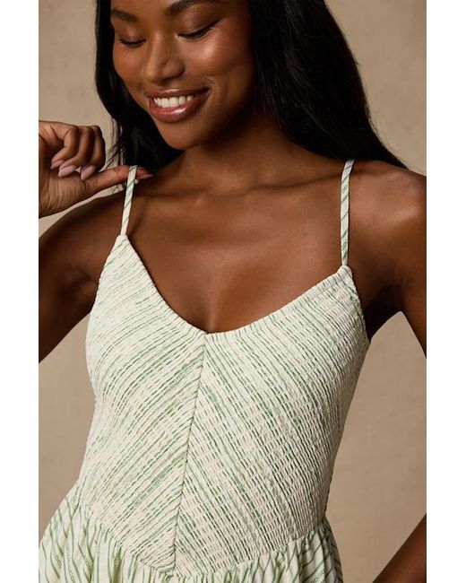 Lulus Natural Sandy And Striped Skater Mini Dress