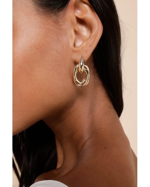 Lulus Natural Luxe Desire Interlocking Hoop Earrings