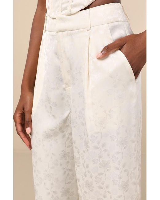 Lulus Natural Karee Satin High-Rise Trousers
