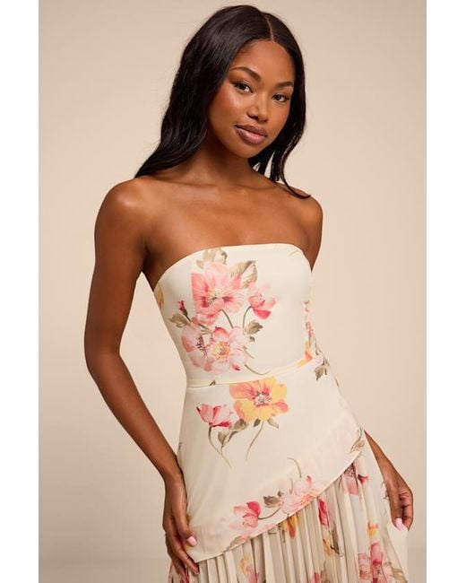 Lulus Natural Novena Multi Floral Drop Waist Midi Dress
