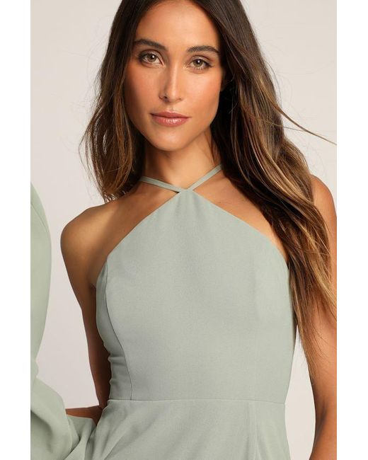 Lulus Green Absolutely Breathtaking Sage Brush Maxi Dress