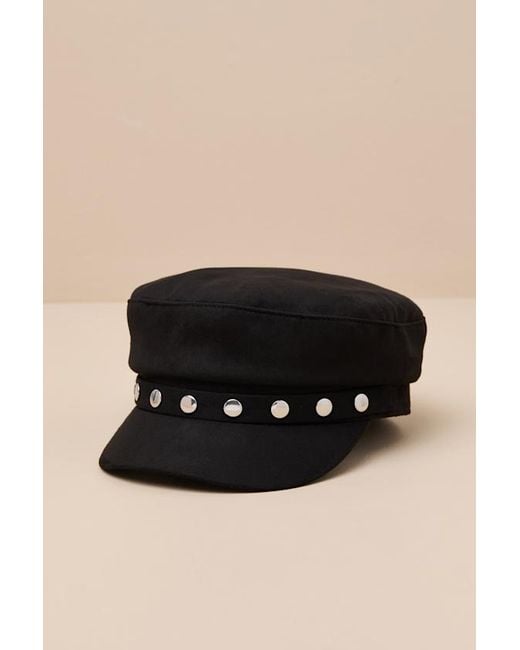 Lulus Brown Wilfreda Suede Studded Cabbie Hat