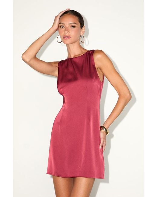 Lulus Red Elevated Appearance Satin Open Back Mini Dress