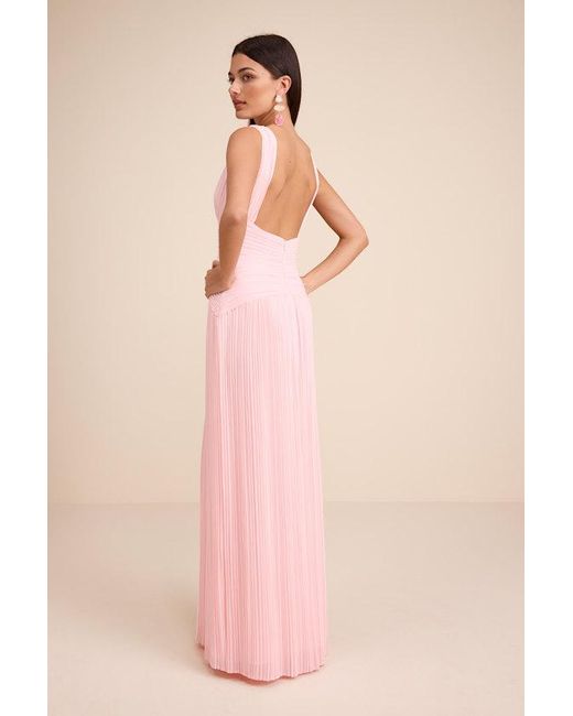 pink drop waist maxi dresses Carve Sleeveless Drop-Waist Pleated Maxi Dress main image 0