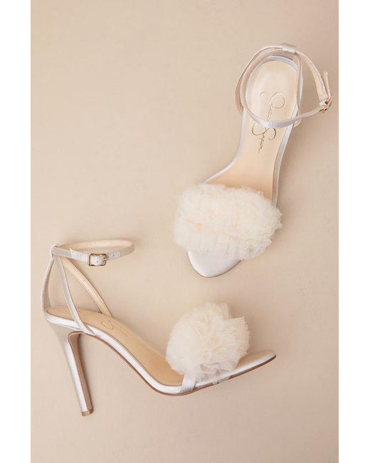 Jessica Simpson Natural Jilria Soft Satin Ankle Strap High Heel Sandals