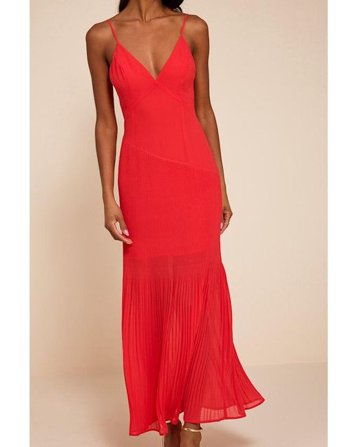 Lulus Red Mura Bright Mesh Drop Waist Midi Dress