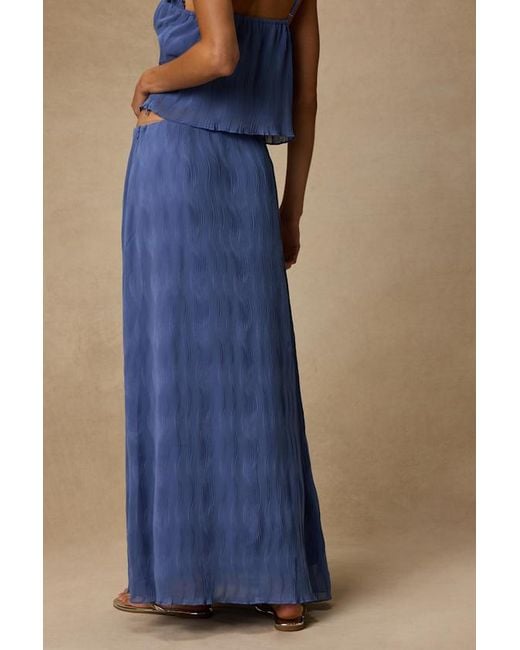 Lulus Blue Paola Textured Maxi Skirt