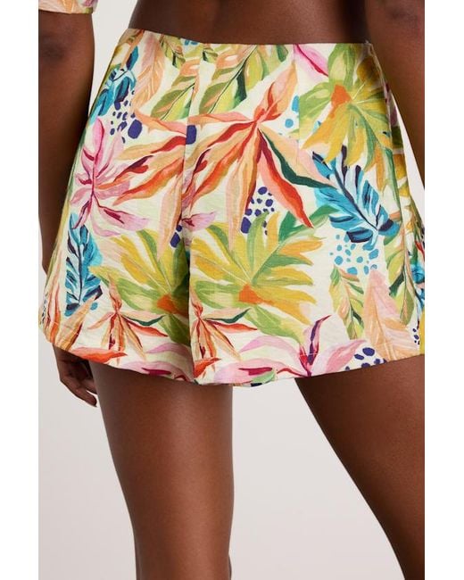 Lulus White Talise Multi Tropical Print High-Rise Shorts