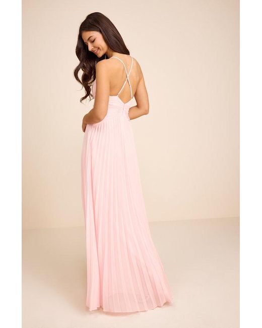 Lulus Pink Corella Pleated Backless Maxi Dress