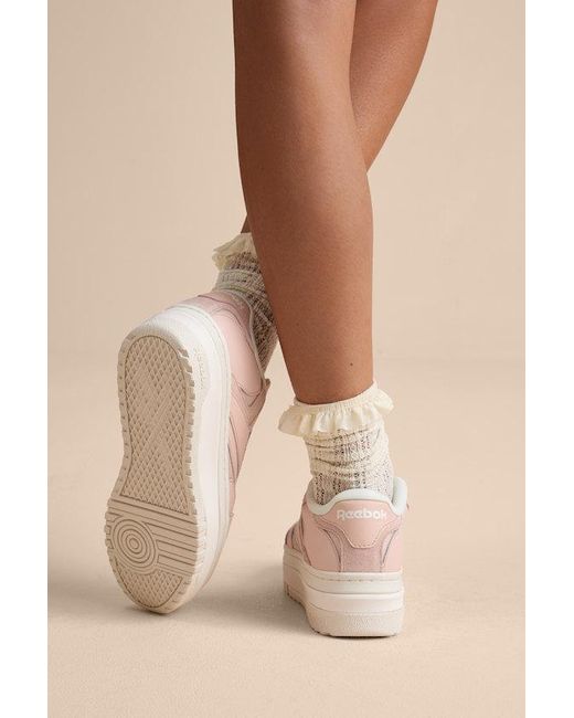 Reebok Natural Club C Extra Bleached Leather Flatform Sneakers