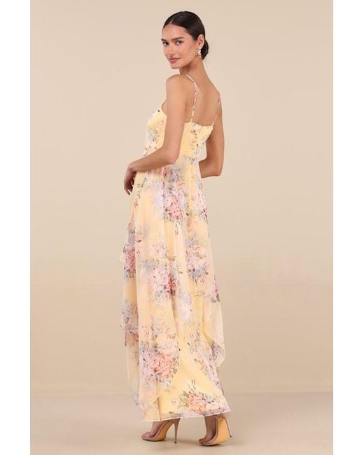 Lulus Natural Breigh Floral Sleeveless Maxi Dress