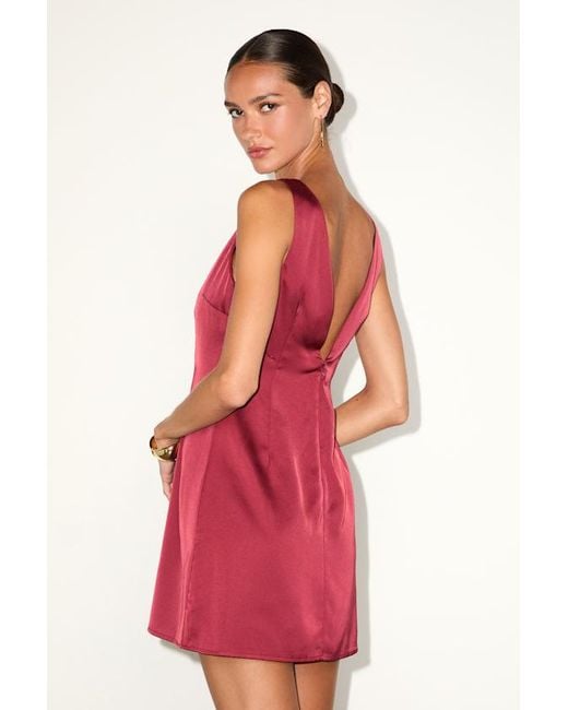 Lulus Red Elevated Appearance Satin Open Back Mini Dress