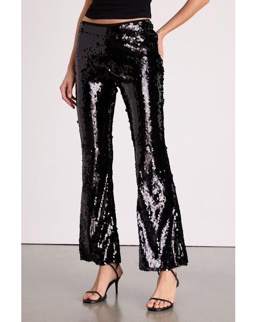 Lulus Black Christella Sequin Low-Rise Flare Pants