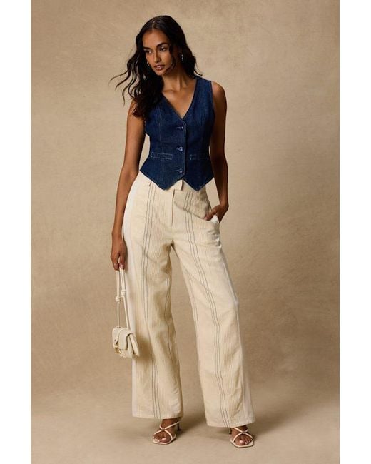 Lulus Natural Kara Cream Striped Wide-Leg Pants